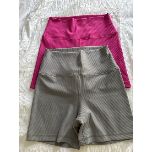 Lot of 2 Biker Shorts Pink Gray 90 Degree Reflex Rib Interlink Everyday 5" Large - Picture 11 of 11